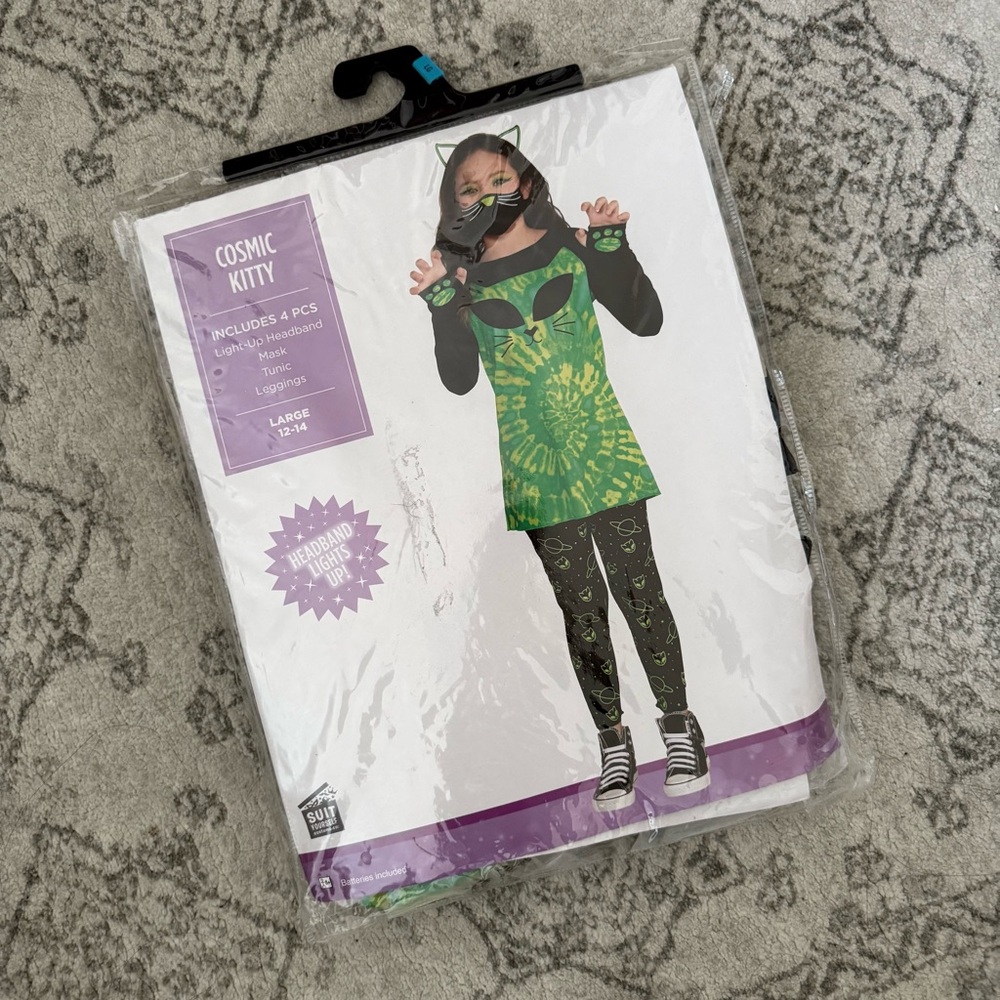 Cosmic Kitty Costume with Green and Black accessories
